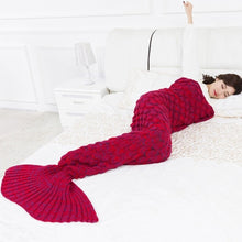 Load image into Gallery viewer, princesses dream 9 Colors large Soft Knitted Mermaid Tail Blanket  Sleeping Wrap Crochet Handmade Sleeping Bag for Best Birthday