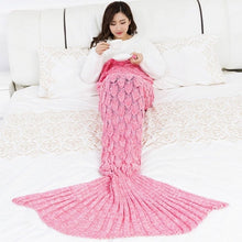 Load image into Gallery viewer, princesses dream 9 Colors large Soft Knitted Mermaid Tail Blanket  Sleeping Wrap Crochet Handmade Sleeping Bag for Best Birthday