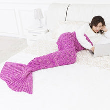 Load image into Gallery viewer, princesses dream 9 Colors large Soft Knitted Mermaid Tail Blanket  Sleeping Wrap Crochet Handmade Sleeping Bag for Best Birthday